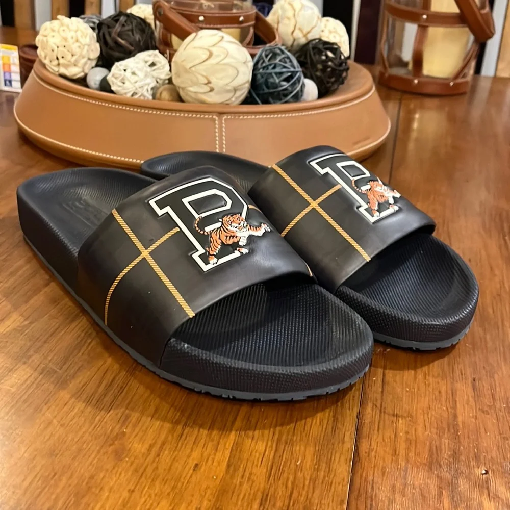 Polo Ralph Lauren Cayson Tartan Tiger Slides Sandals Shoes new Mens Size 10